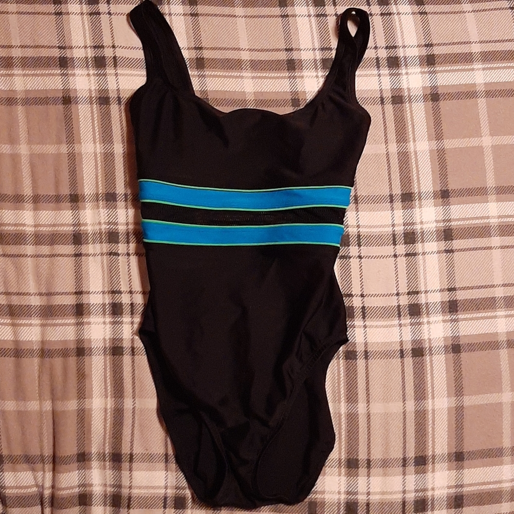 Speedo Mesh Stripe One Piece Bathing Suit